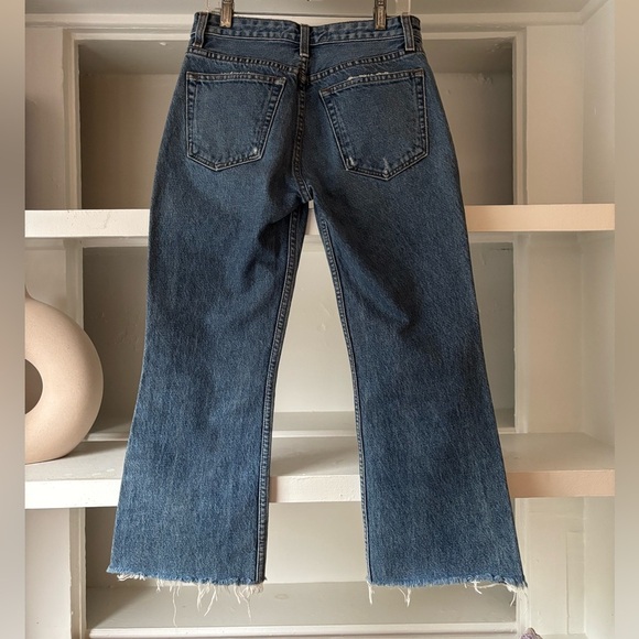 Reformation Mid Crop Flare Petite 26 Baltic Wash Frayed - Picture 4 of 6